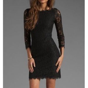 Diane Von Furstenberg Zarita Dress in Black Lace size 12